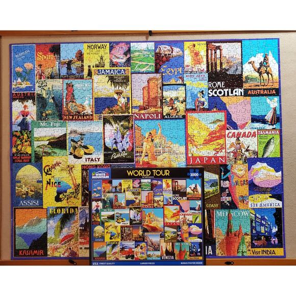 White Mountain World Tour 1000 Piece Puzzle #1732 24inx30in‎ Pre-Owned - Picture 7 of 7